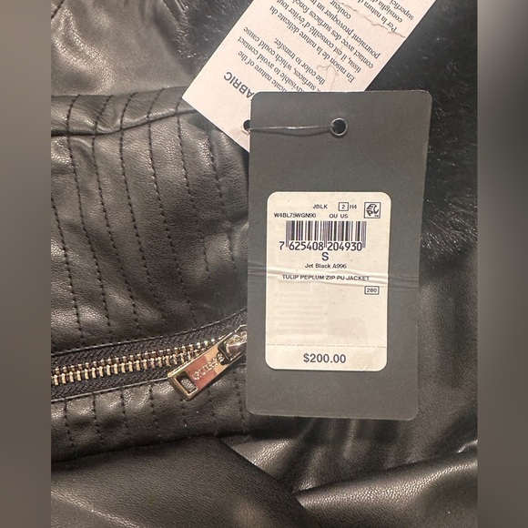 🆕 Guess Women's Faux-Fur Trim Faux- Leather Asymmetric Belted Jacket Small - Picture 7 of 8